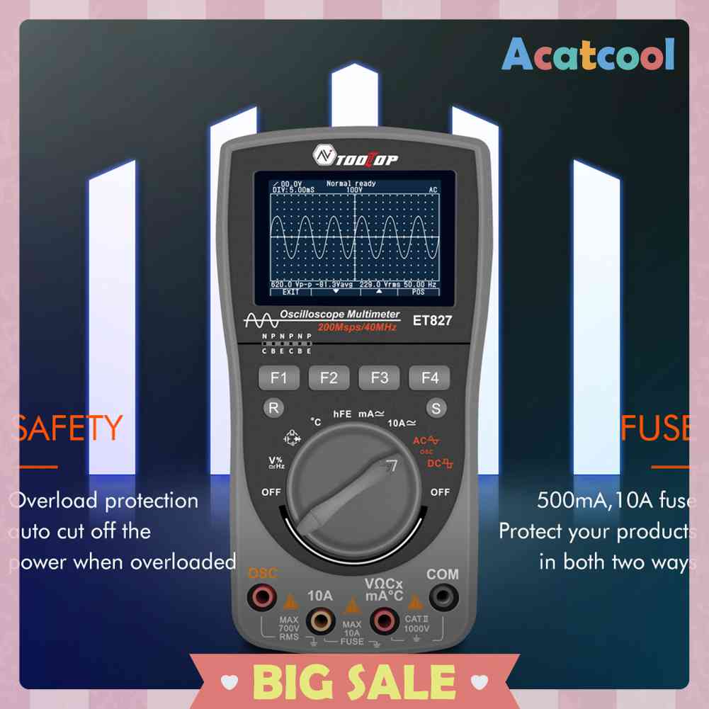 Oscilloscope Digital 6000Counts Multimeter Dioda Deteksi Tegangan LCR PWM Out