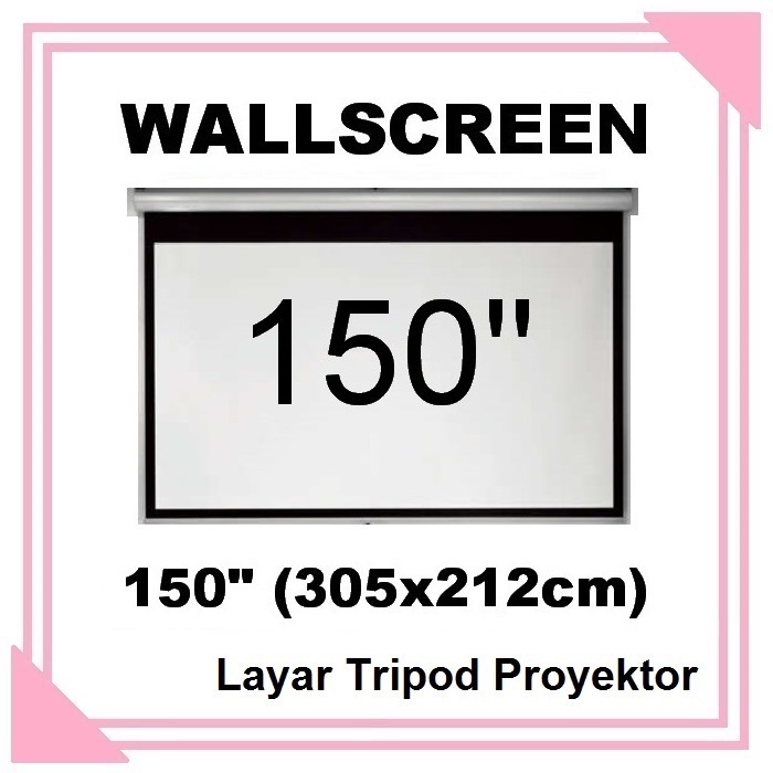 Layar Proyektor Manual 150 Inch Layar Dinding Gantung Wallscreen Projector Screen