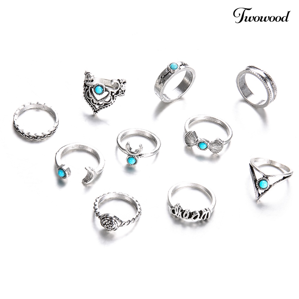 Cincin Knuckles Turquoise Palsu Gaya Bohemia Untuk Wanita