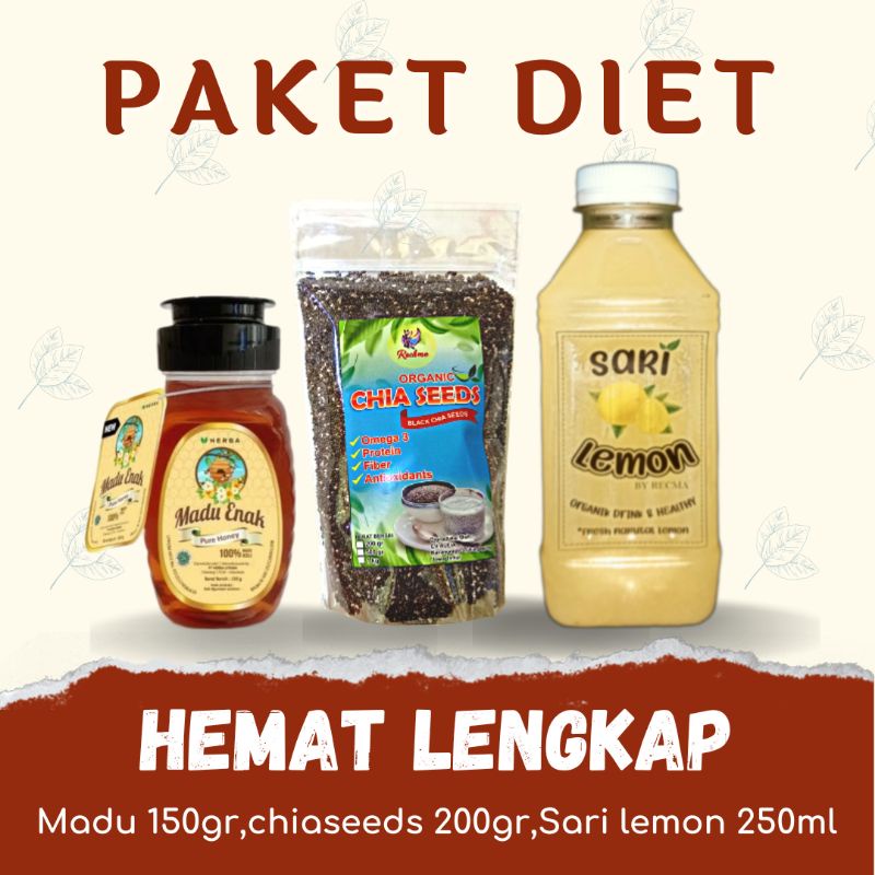 PAKET DIET SEHAT /PAKET HEMAT DETOX / Sari Lemon - Chia Seed - Madu Asli