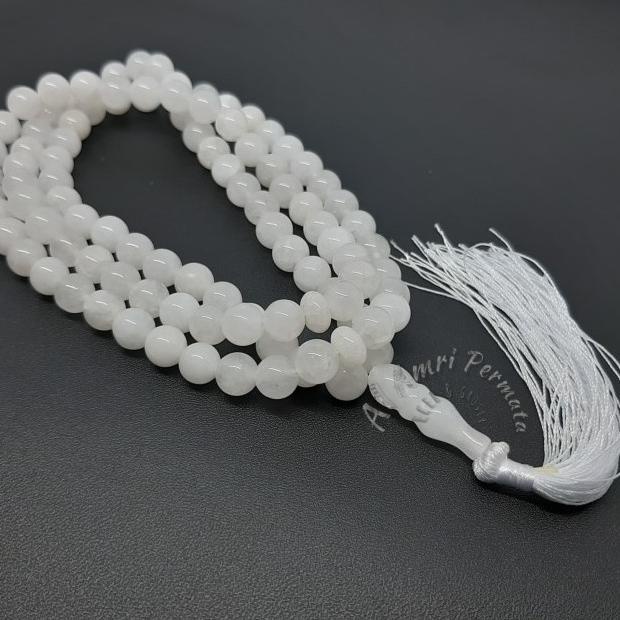 Tasbih Batu Giok Putih Asli 99 Butir - White Jade Original