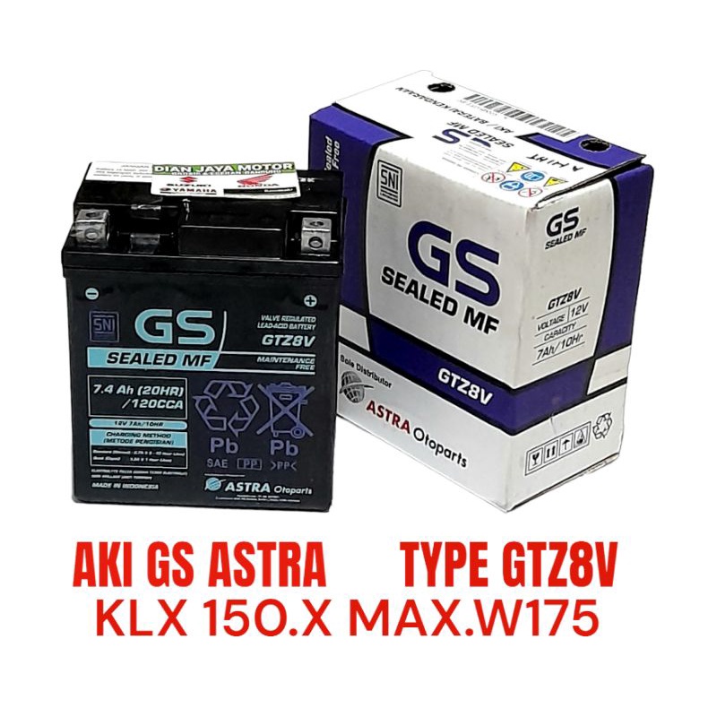 AKI ACCU MOTOR GS ASTRA TYPE GTZ8V MF 12V 7AH KERING KLX150 W175 XMAX CBR250R R25