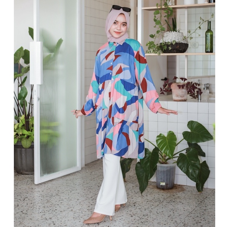 KEMEJA TUNIK RAYON MOTIF SEOL LONG SHIRT PREMIUM SHIRT B512