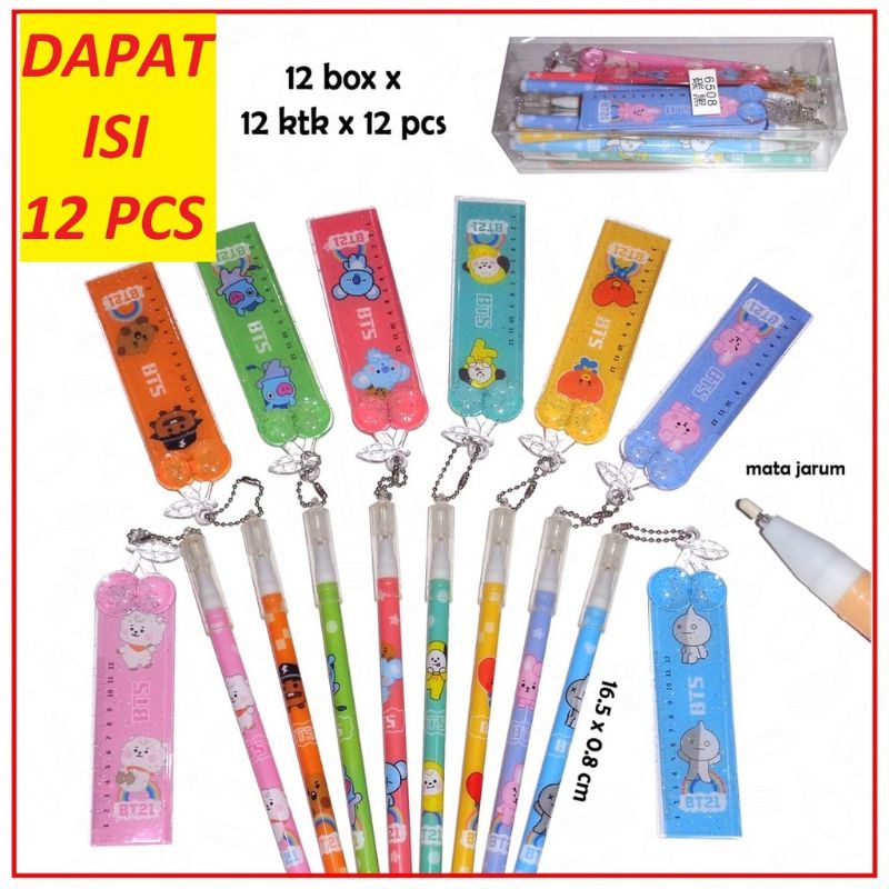 

Pulpen gel motif bts21 dengan penggaris