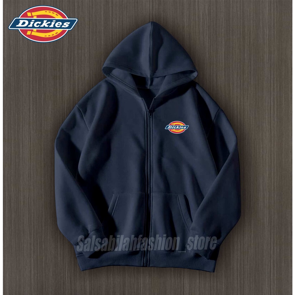 L,XL,XXL Jaket zipper hoodie DICKIES hitam