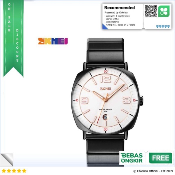 Dijual SKMEI Jam Tangan Analog Pria Strap Stainless Steel - 9280 - Black White SKMEI Murah
