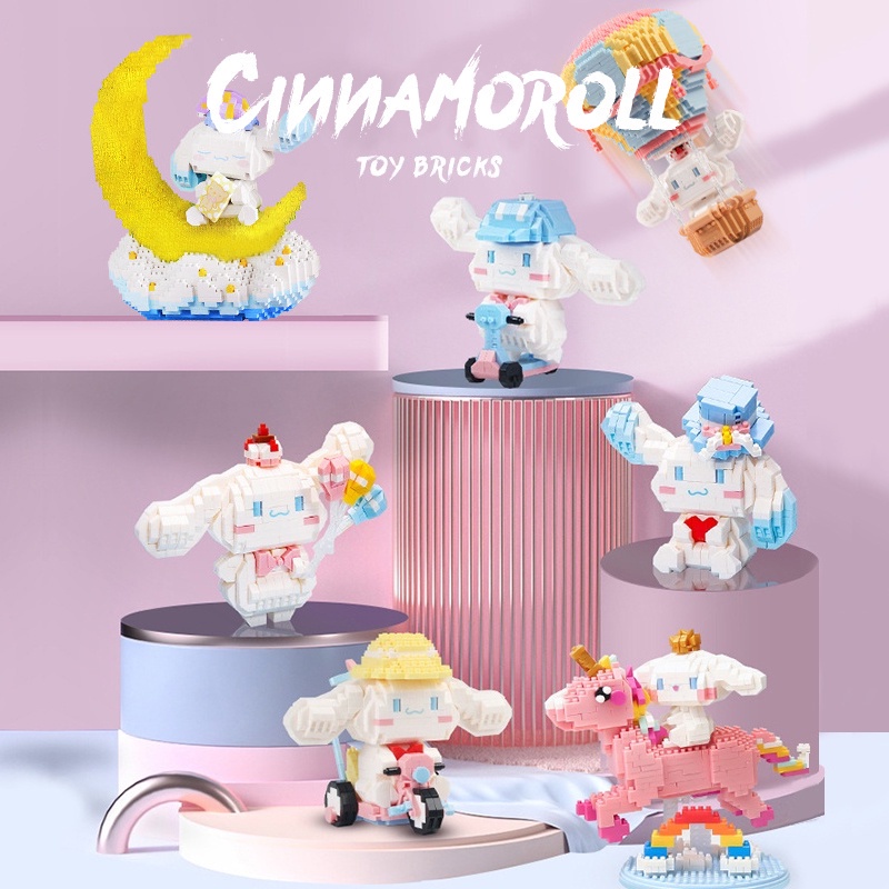 Mainan Balok Cinnamoroll Edukasi Karakter Kartun Mainan Anak DIY 3D Puzzle Brick Mini Nano Block