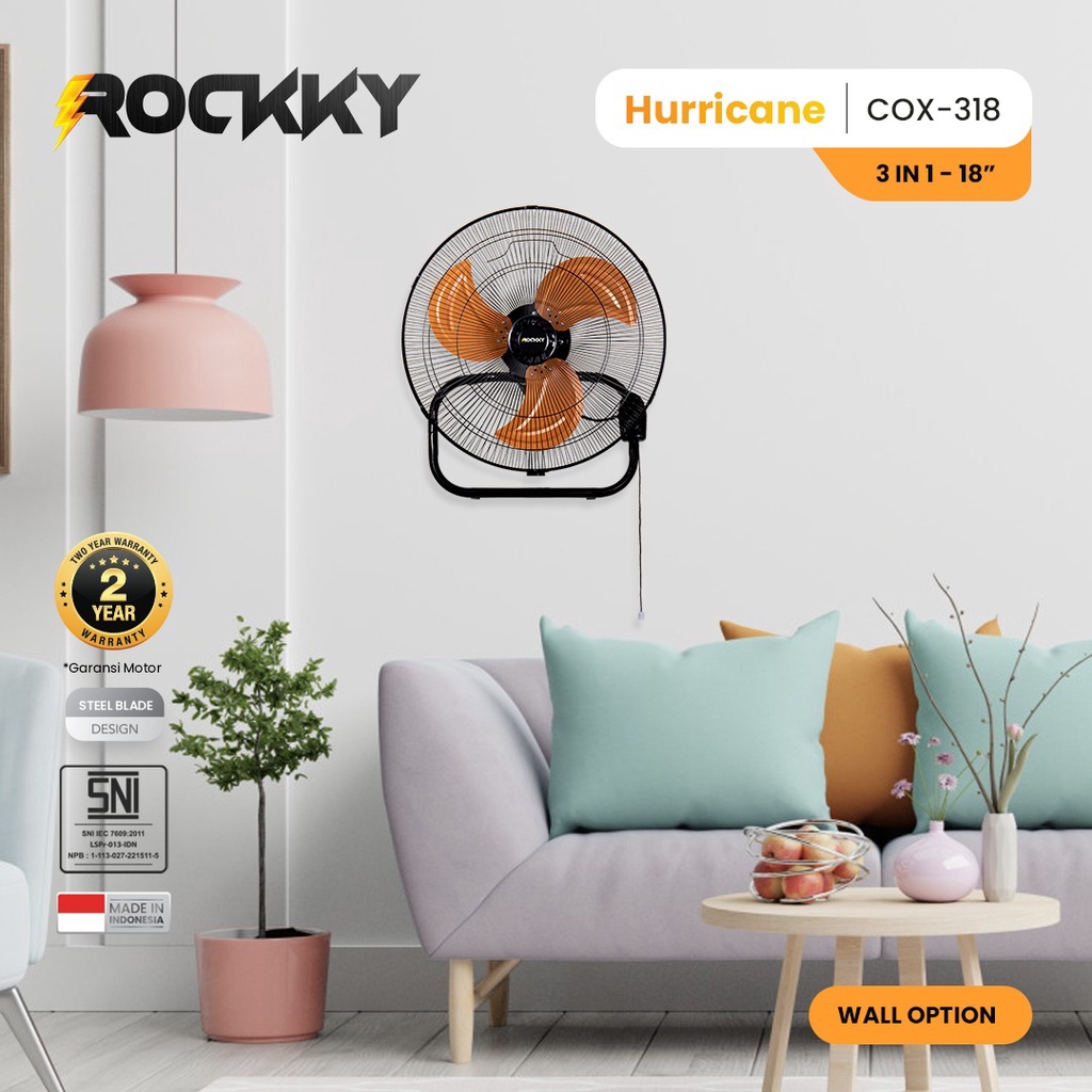 ROCKKY HURRYCANE KIPAS ANGIN 3 IN 1 INDUSTRIAL BESI