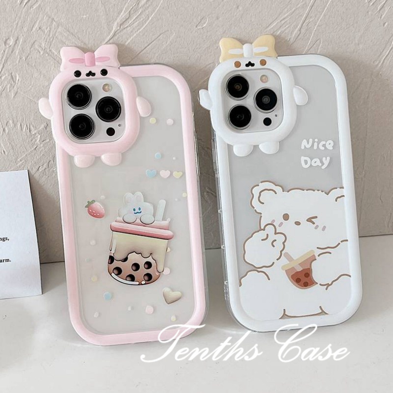 REDMI Redmi12 10C 9A 9C 9T Note12 11 Pro+10 Pro 9T Mi12 Poco M4 Pro X3 GT Minuman Panas Lovely Bear Phone Case Soft Cover Pelindung