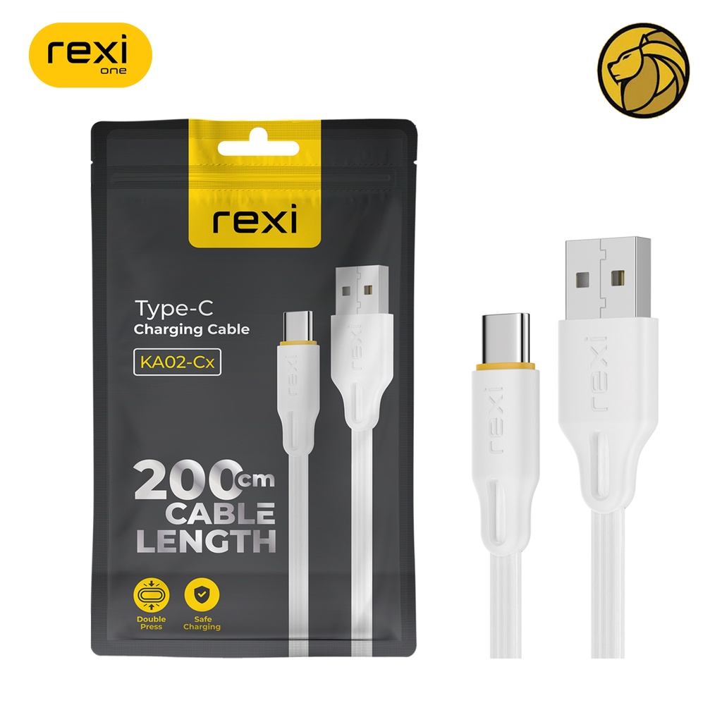 Rexi 200 cm Kabel Data Type C Pengisian Daya Cepat 2,4A Maks White KA02-Cx