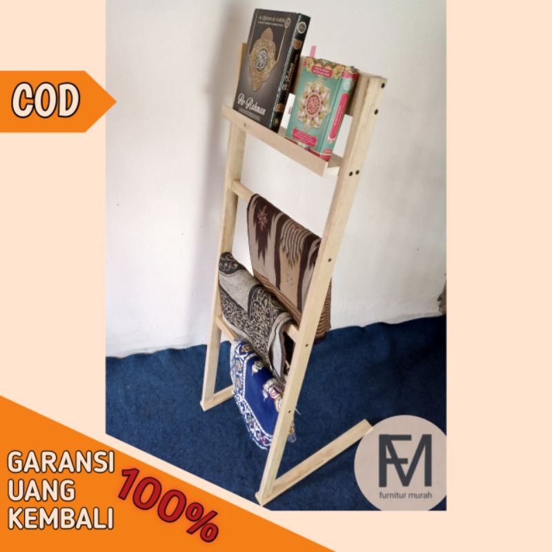 Ladder Hanger Kayu, Rak Gantungan sajadah/mukena/al-quran/handuk/sarung/kerudung/baju/hiasan rumah/R