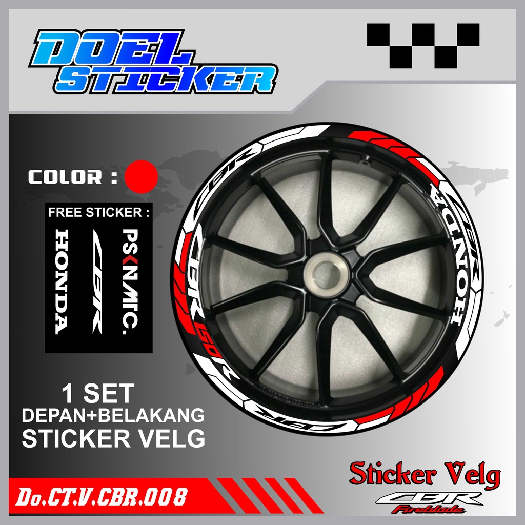 Stiker Cutting Velg CBR 150 Racing Lis List Variasi Custom Set Depan Belakang Doel 008