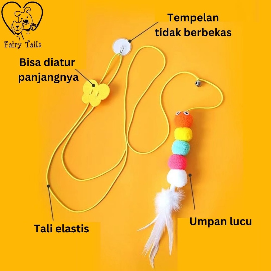 Mainan Kucing Umpan Ulat Bulu Rumbai Digantung atau Mainan Interaktif Gantung / Cat Hanging Toy Self Play Interactive