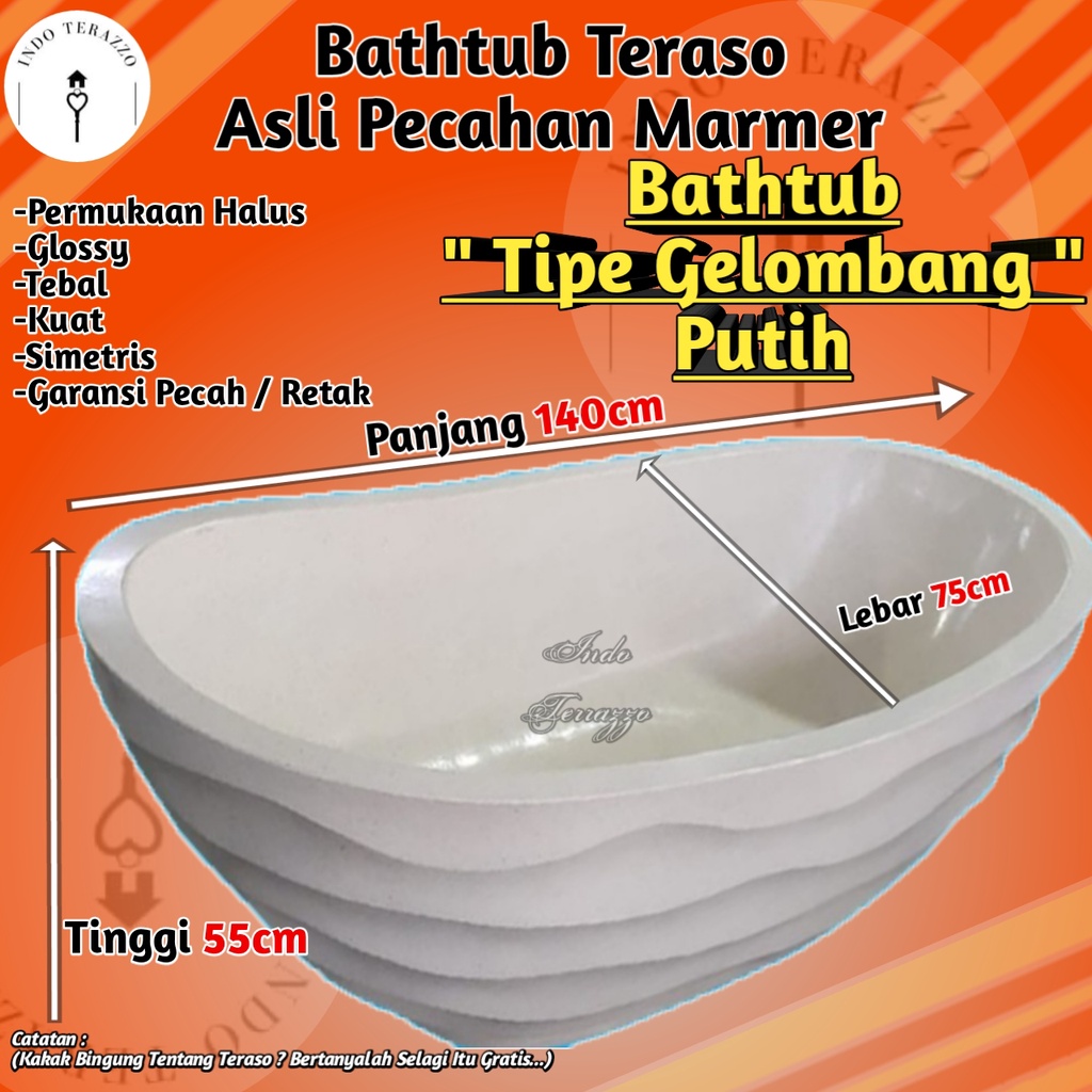 (P140) BATHTUB GELOMBANG INDO TERAZZO BATHTUB TERASO MARMER - BATHTUB PORTBLE