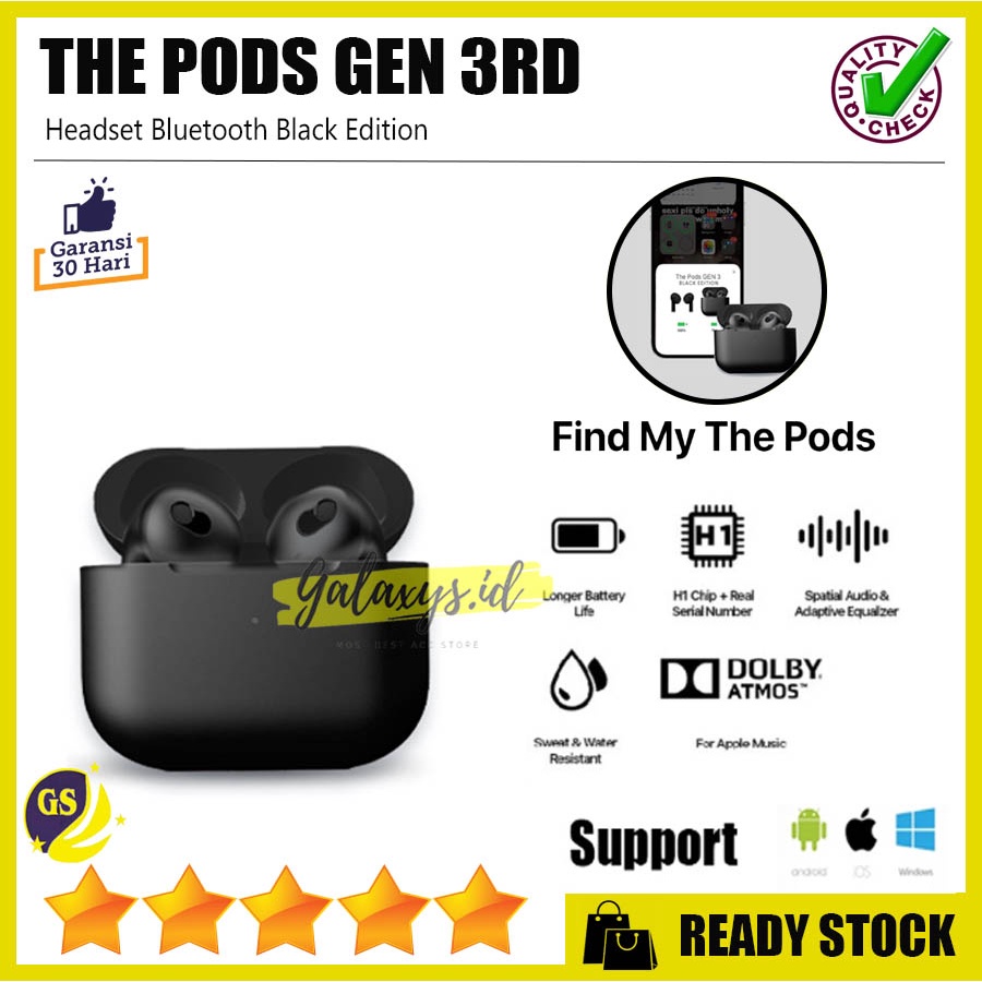 HEADSET BLUETOOTH THE GALAXY PODS GEN 3 2022 BLACK EDITION Wireless Charging [Final Upgrade + IMEI / Serial Number Valid