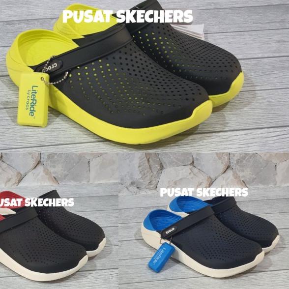 crocs sepatu sandal pria import /sepatu crocs literide man - Hitam, 36