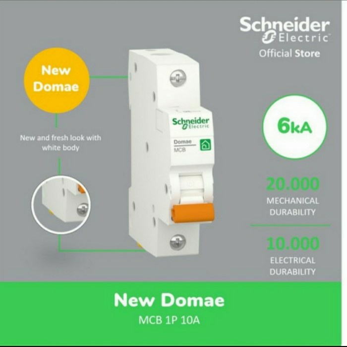 Safety Schneider Electric New Domae Mcb 10A 1P - Domf01110 C10 Mcb Ori Bagus