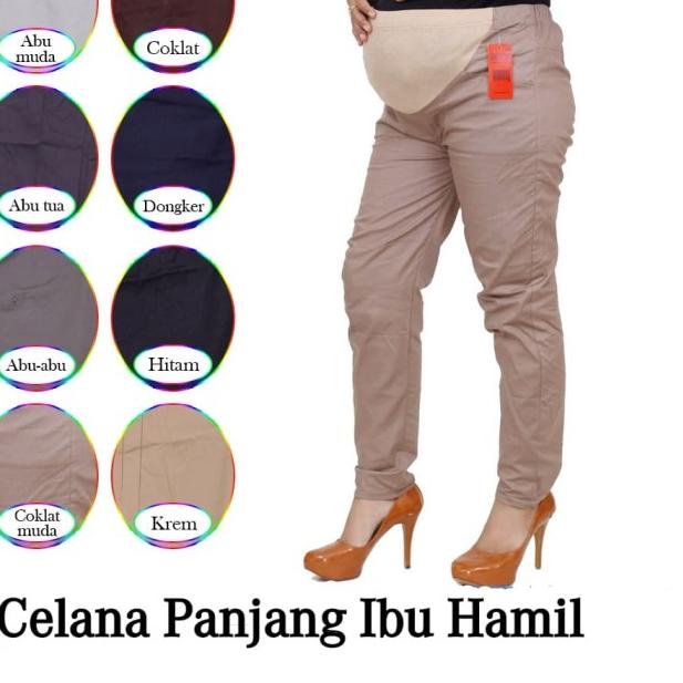 Celana kerja ibu hamil bahan katun twill strech - Cokelat