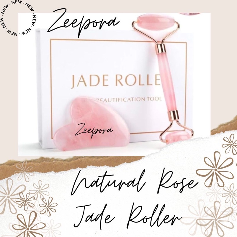 JADE ROLLER GUASHA PINK ROSE BATU ORGANIC SET ROLLER DAN GUASHA MAKEUP