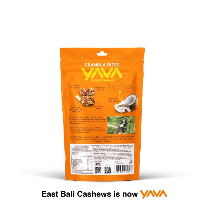 East Bali Cashews Yava Granola Bites Coconut Banana 125gr