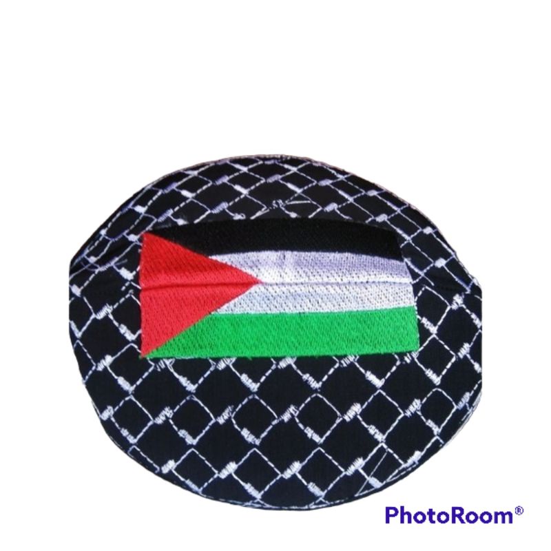 [real pict] Peci kopeah  palestine/kopeah bordir bendera palestine/kopeah Malaysia terompah&amp;palestine