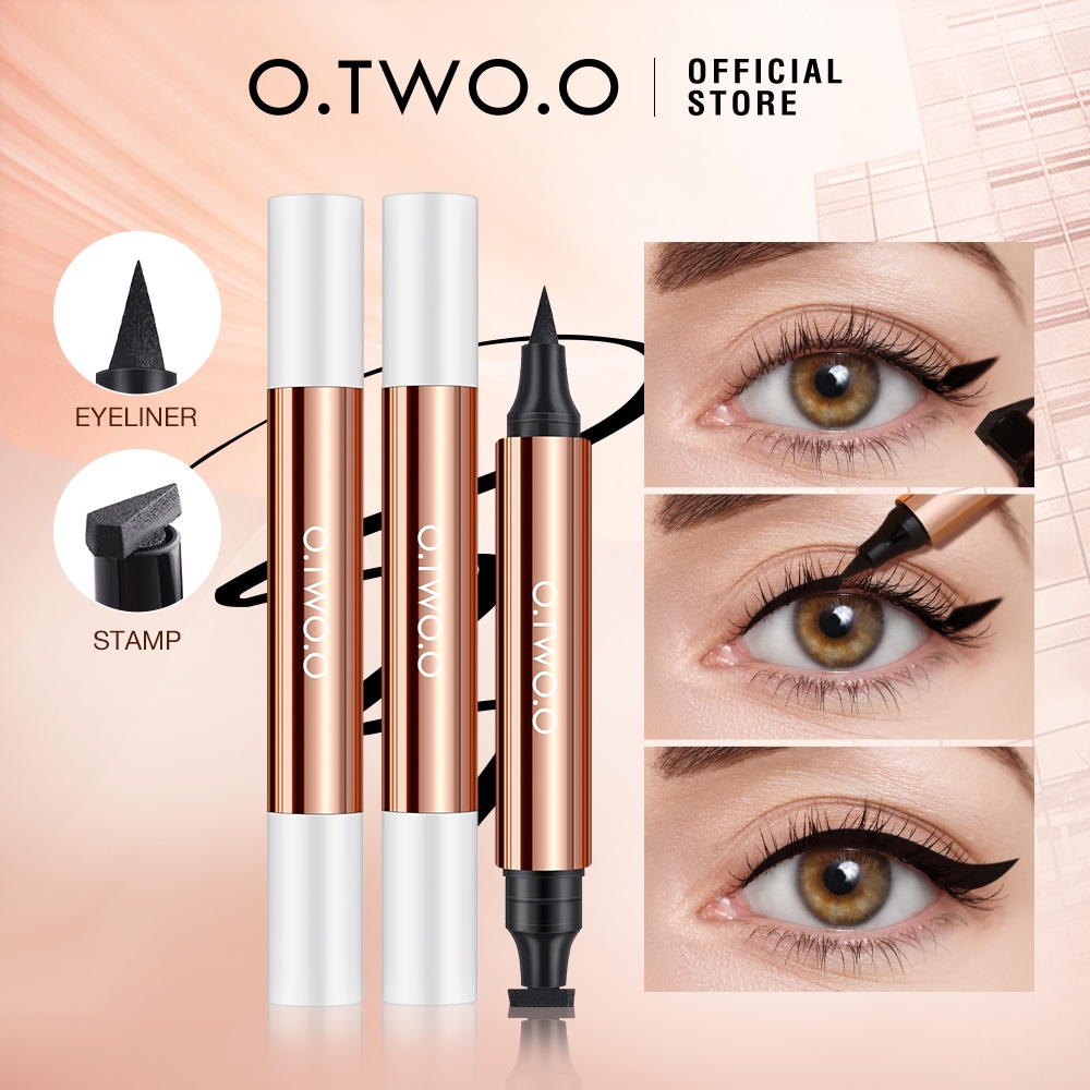 Jual Otwoo Stamp Eyeliner Black Double Head Waterproof Eyeliner Pencil Eye Makeup Shopee 