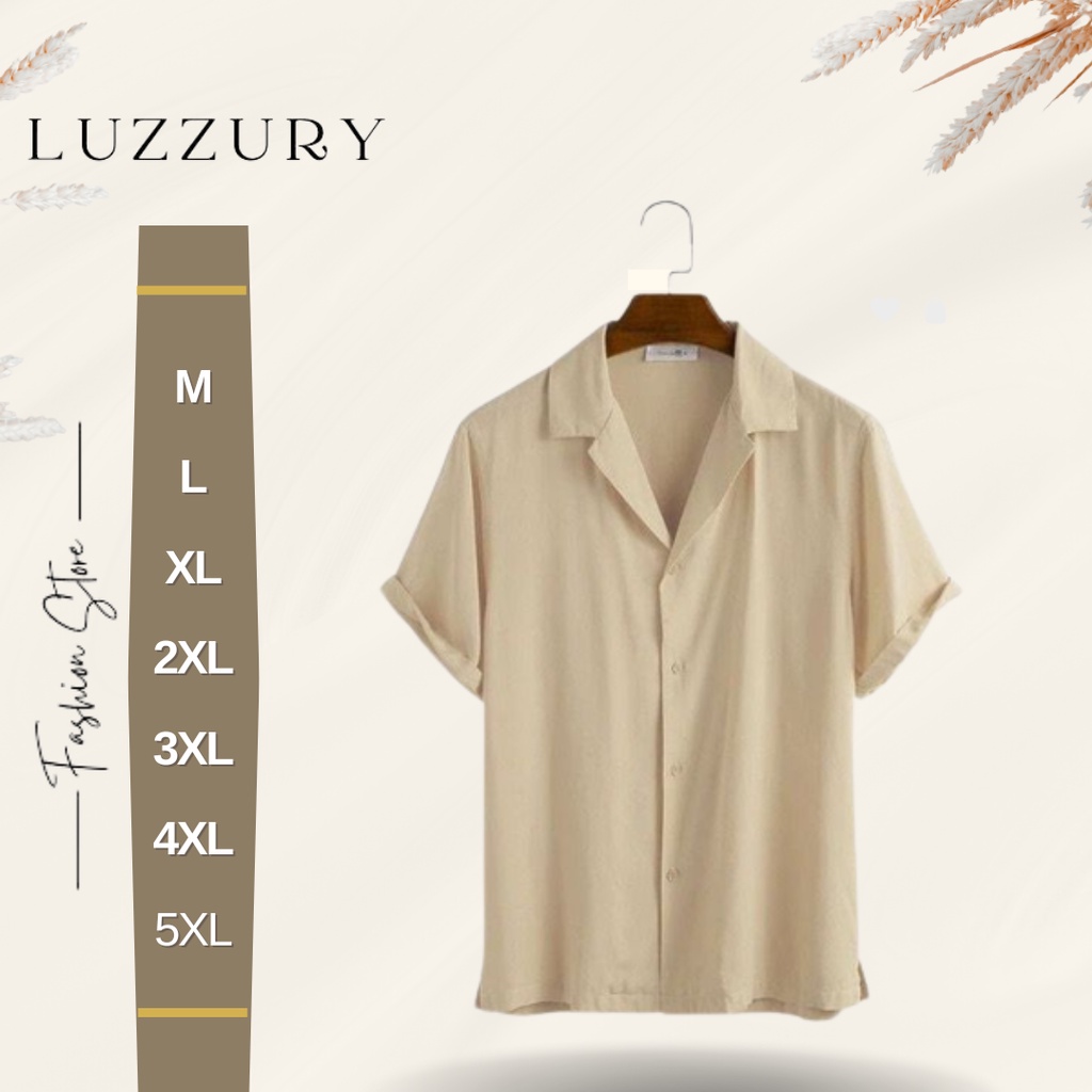 Kemeja Lengan Pendek Pria Wanita size to Jumbo Cream