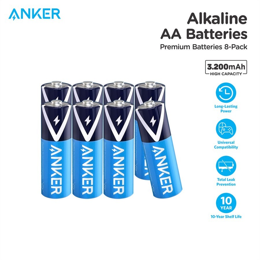 Battery Anker Alkaline AA No Rechargeable B1810- Alkaline AA Batteries