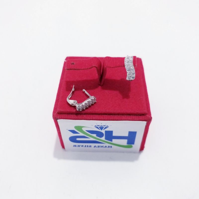 Anting Perak Asli Silver 925 Lapis Emas Putih Model Jepit - Anting Wanita Anti Karat