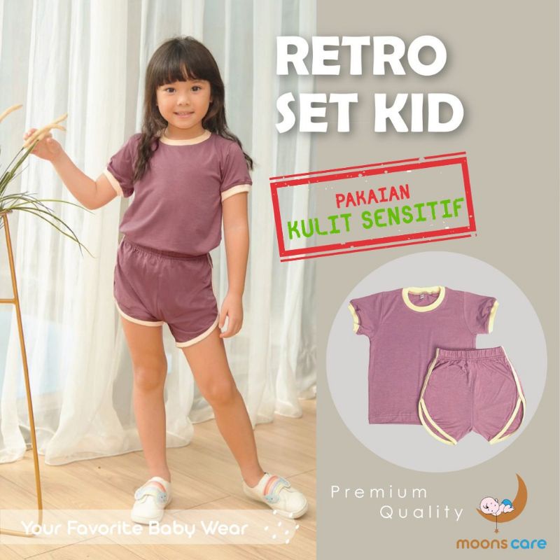 RETRO SET KID COTTON CANDY, STELAN PENDEK CEWE, SETELAN ANAK, SETELAN SANTAI, SETELAN MOONS