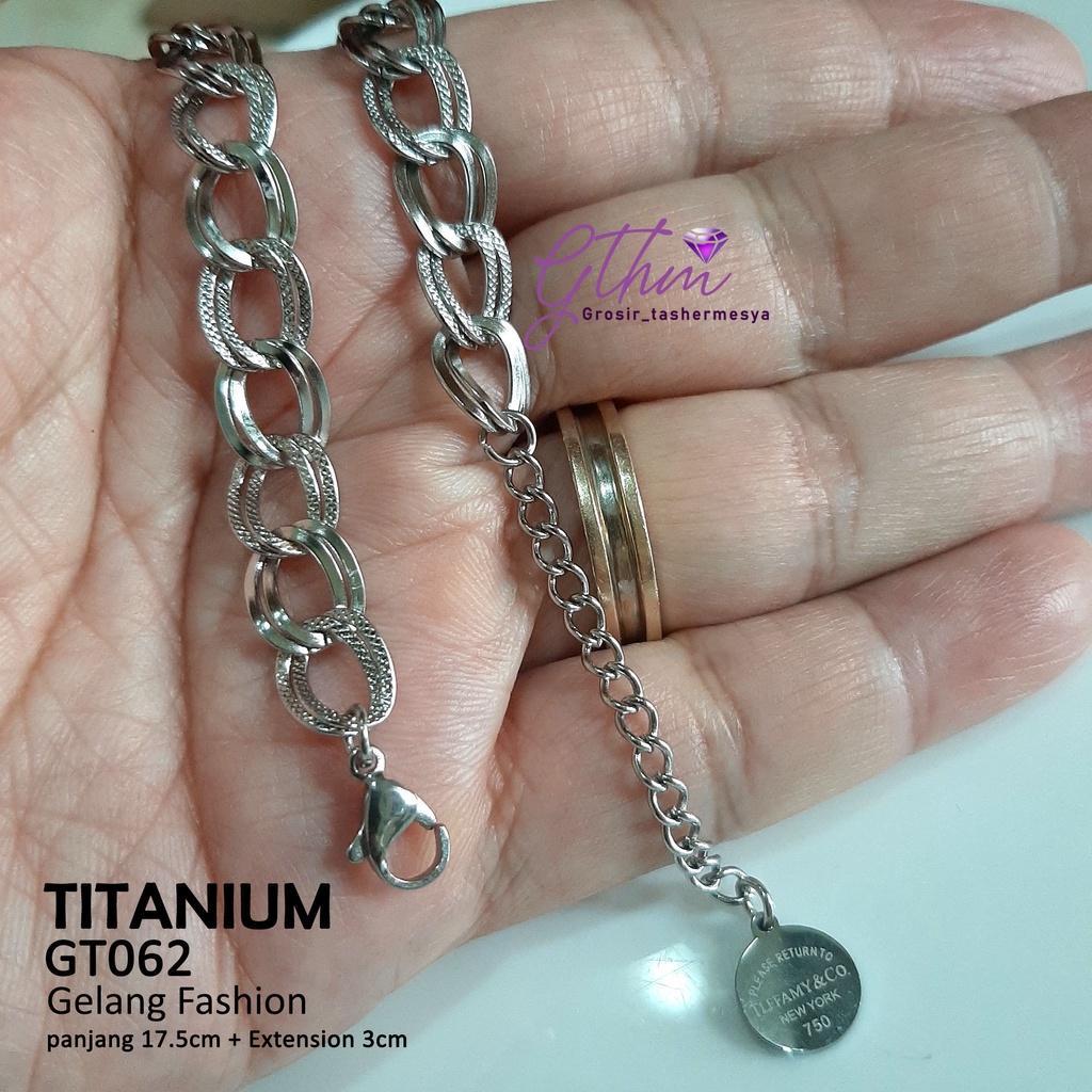 Gelang Tangan Double Rante Titanium Fashionable Perhiasan Import gt062