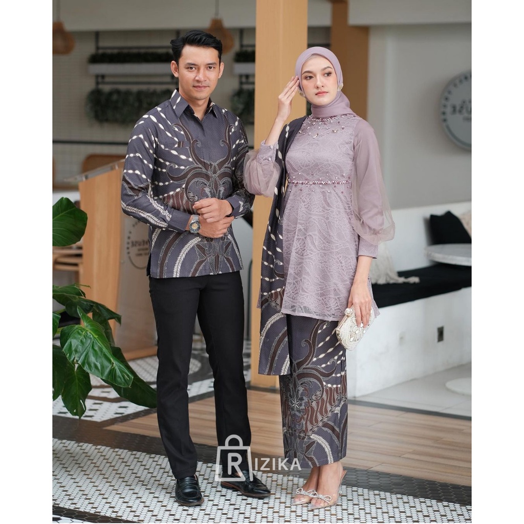 Kebaya Couple Modern Kebaya Wisuda Set Tunik Lamaran Tunangan Batik Baju Couple Kondangan Terbaru 2023