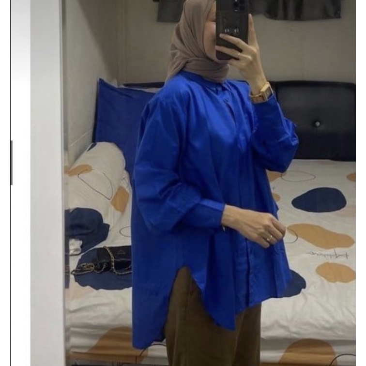 Kemeja Linen Oversized - Oversize Shirt-OVERSIZE ELECTRIC