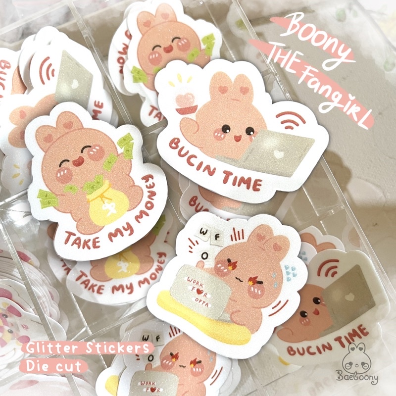 

Boony The Fangirl - Glitter Die Cut Stickers || kpop korean sticker