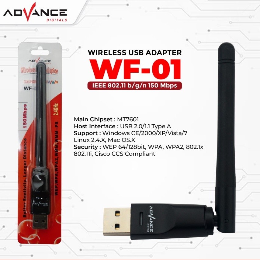 USB Dongle Wifi Wireless Adapter Receiver Advance WF-01 Support STB