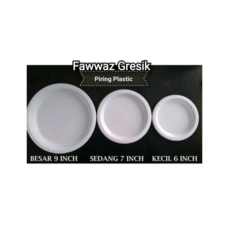 Piring Plastik Hips 7 Inchi = 17 cm Food grade 50pcs Putih / Mika Piring Pesta Makan