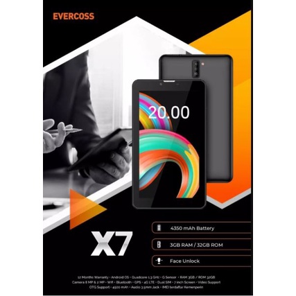 EVERCOSS X7 BRAVO TAB 2020 TABLET 7" RAM 3/32GB GARANSI RESMI