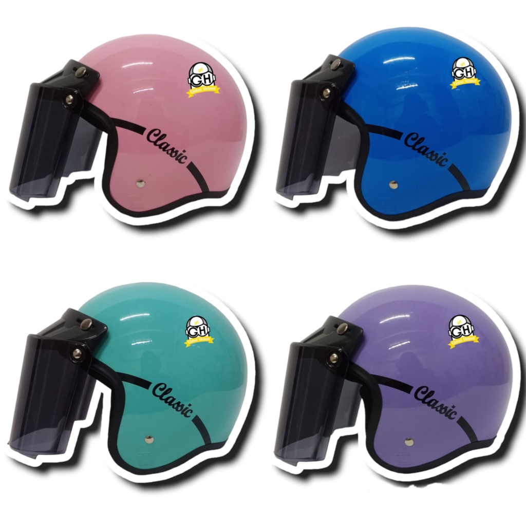 Helm Bogo Wanita Warna Pastel LEONI Retro Dewasa SNI