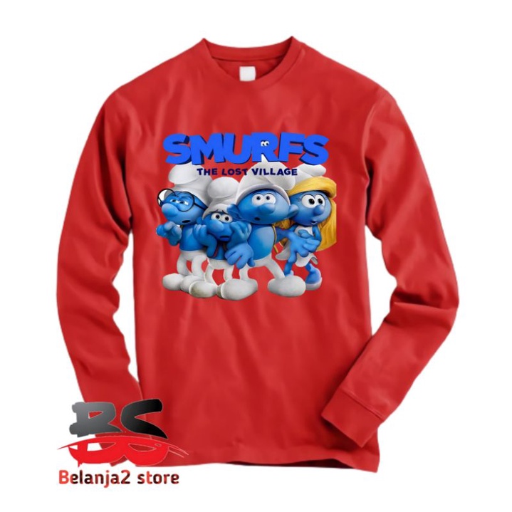BAJU KAOS ANAK SMURFS TERBARU LENGAN PANJANG KAOS BAJU ANAK