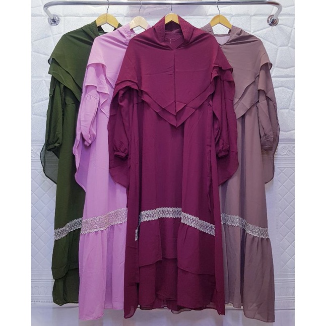 Gamis Set Hijab Syar'i Ceruty Murah Mewah Bagus