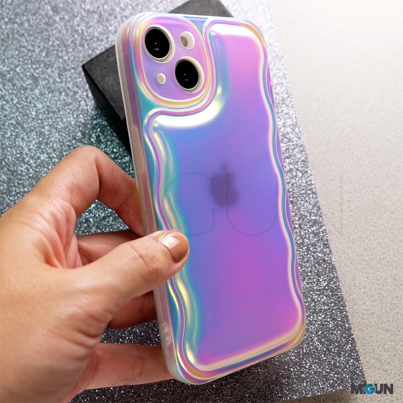 New!Hologram Curly Puff - Softcase Fullcover for iPhone 7 8 SE2020 7+ 8+ X XS XR XSMAX 11 11PRO 11PROMAX 12 13 PRO PROMAX 14 14PLUS 14PRO 14PROMAX