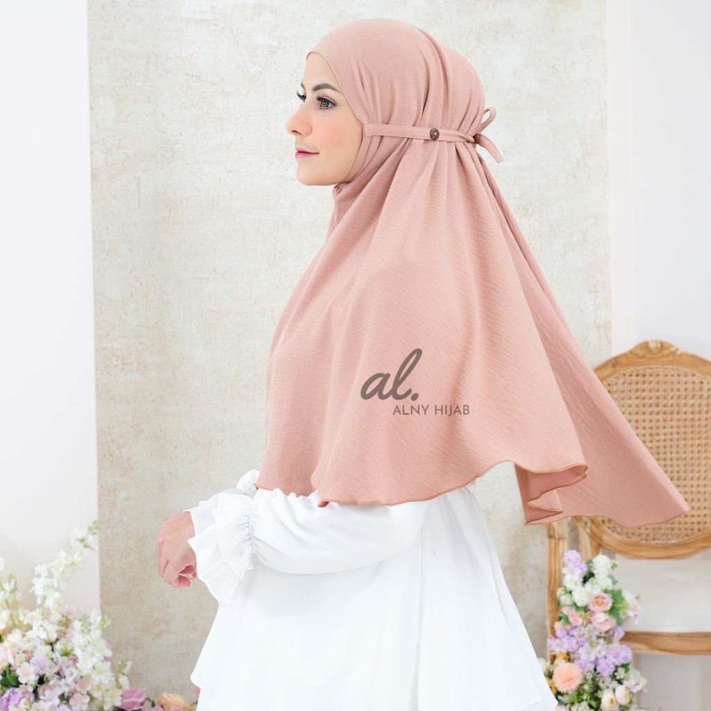 Bergo Crinkle Konektor Airflow Maryam Tali Kancing Masker Hijab instant khimar ironless Kerudung crinkle Jilbab simpel 2in1