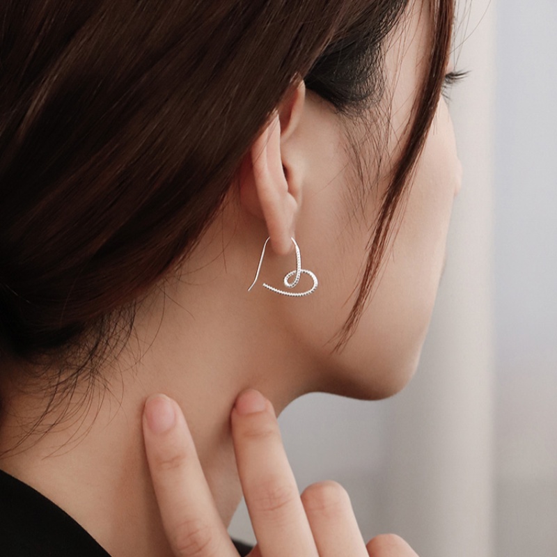 Papaozhu Elegan S925 Perak Besar Memutar Berongga Jantung Hoop Anting Untuk Wanita Perempuan Korea Geometris Anting-Anting Fashion Telinga Perhiasan Hadiah