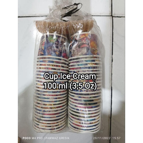 Paper Cup Es Krim 100 ml Murah (Cup Kertas 100ml Sendok Kayu