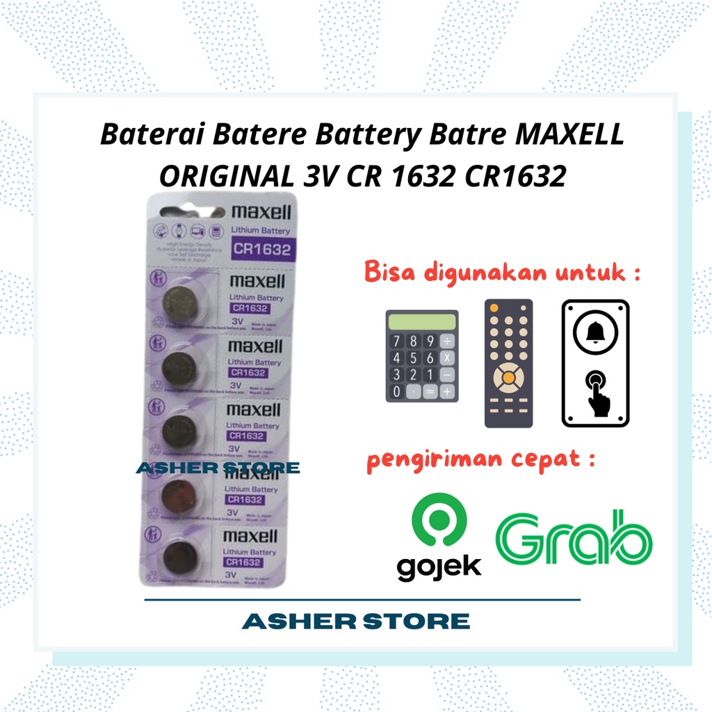 Baterai Batere Battery Batre MAXELL ORIGINAL 3V CR 1632 CR1632