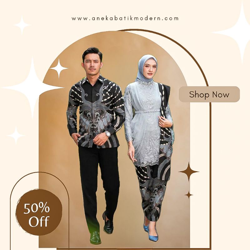 COUPLE MADINA KEBAYA WANITA KEMEJA BATIK PRIA LENGAN PANJANG KONDANGAN TUNANGAN HAJATAN NIKAHAN SERA