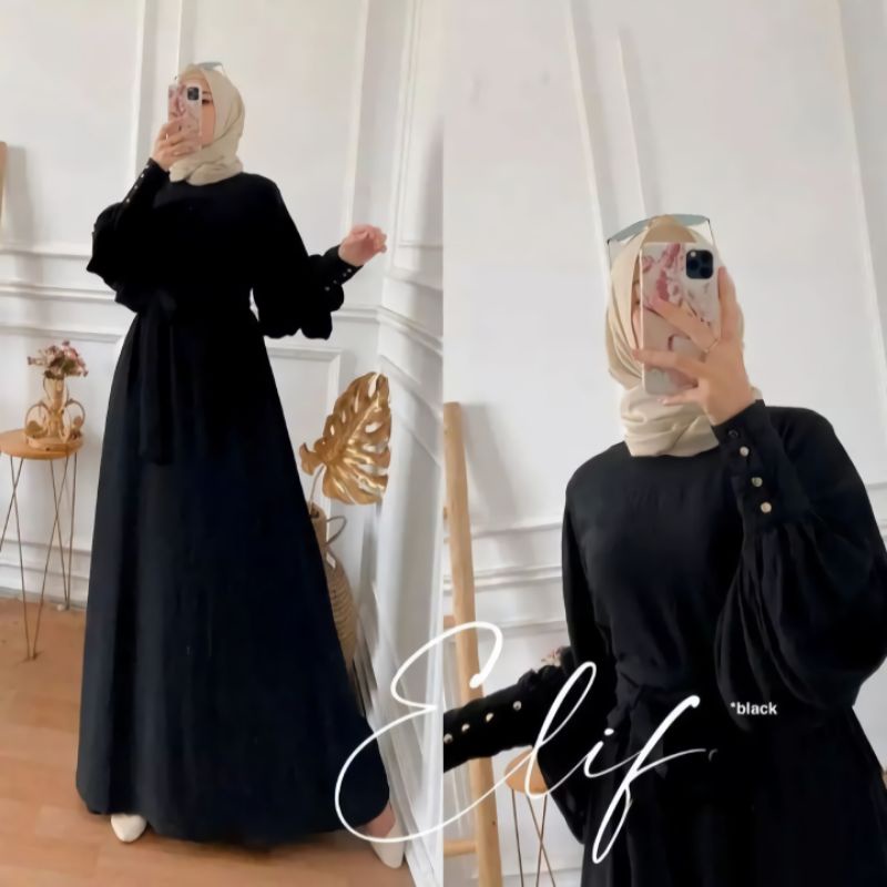 DRESS MUSLIM WANITA CRINKLE AIRFLOW TERLARIS/ELIF DRESS/DRESS CRINKLE AIRFLOW KEKINIAN/PAKAIAN MUSLIM WANITA/FAR MOSLEMSTORE