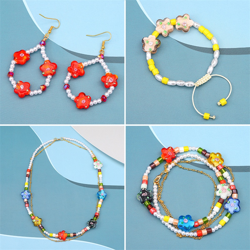 2pcs 14mm Handmade Lampwork Manik-Manik Kaca Bentuk Bunga Beads Charm Untuk Kalung Gelang Anting DIY Membuat Perhiasan Aksesoris