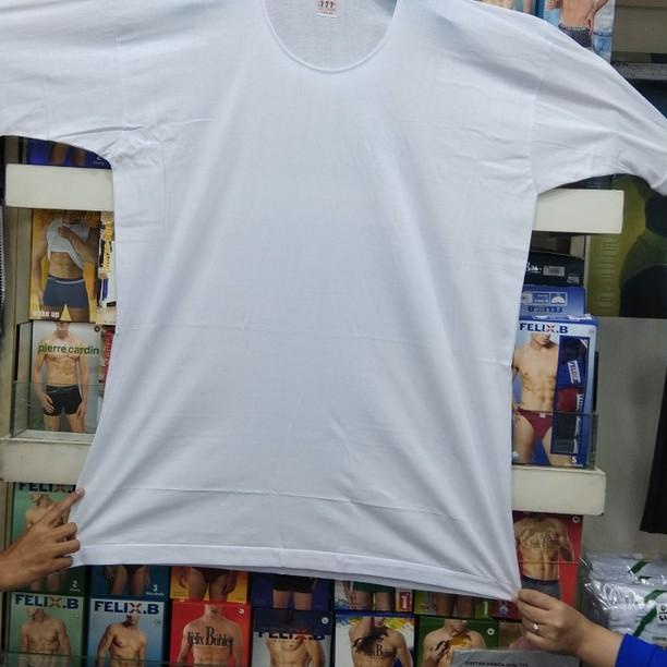 kaos oblong pria 777 polos O 777 size 50-52-54/kaos oblong jumbo - Putih, 50