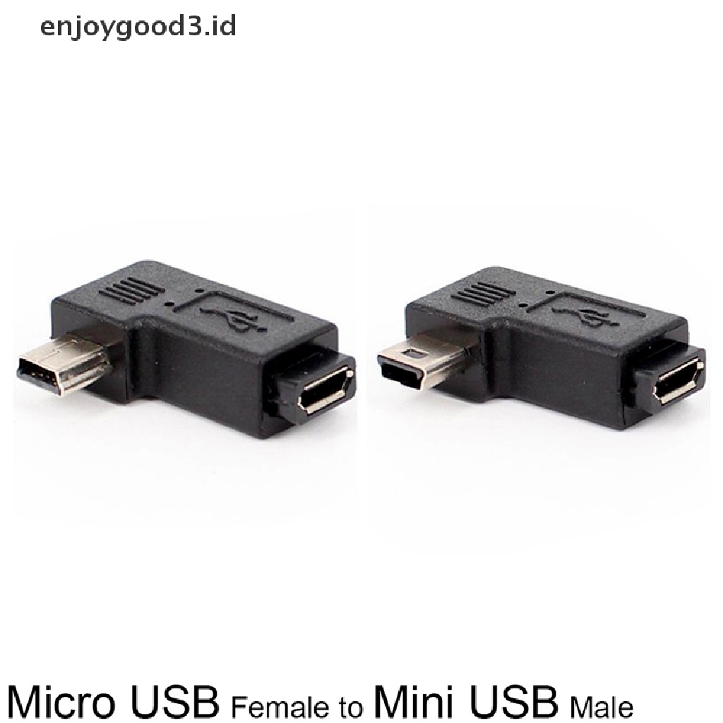 Adapter Mini USB Tipe A Male Ke Micro USB Female Sudut Kanan Kiri 90 Derajat